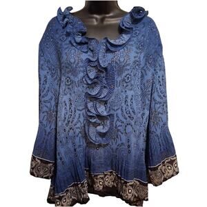 Dressbarn Blue Blouse with Black and White Accents